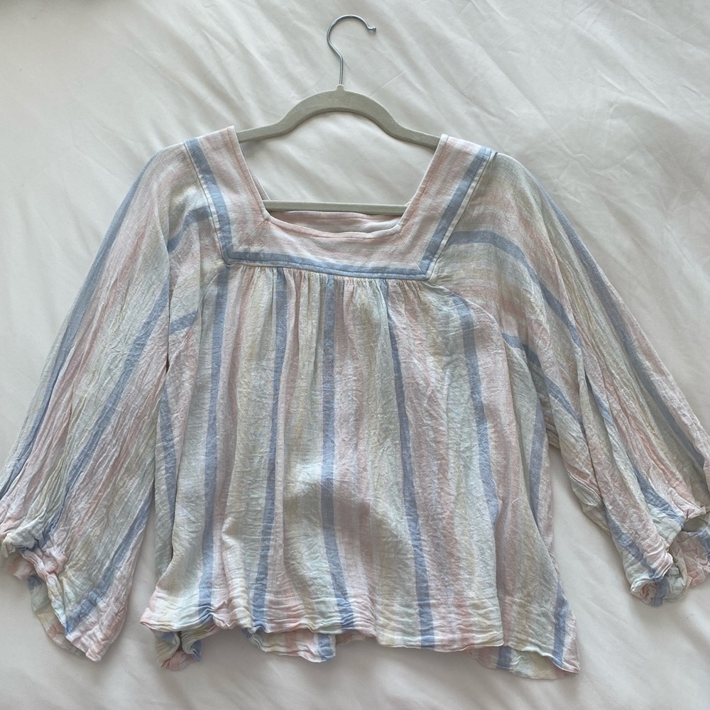 Gap Rainbow Square Neck Blouse Size Medium